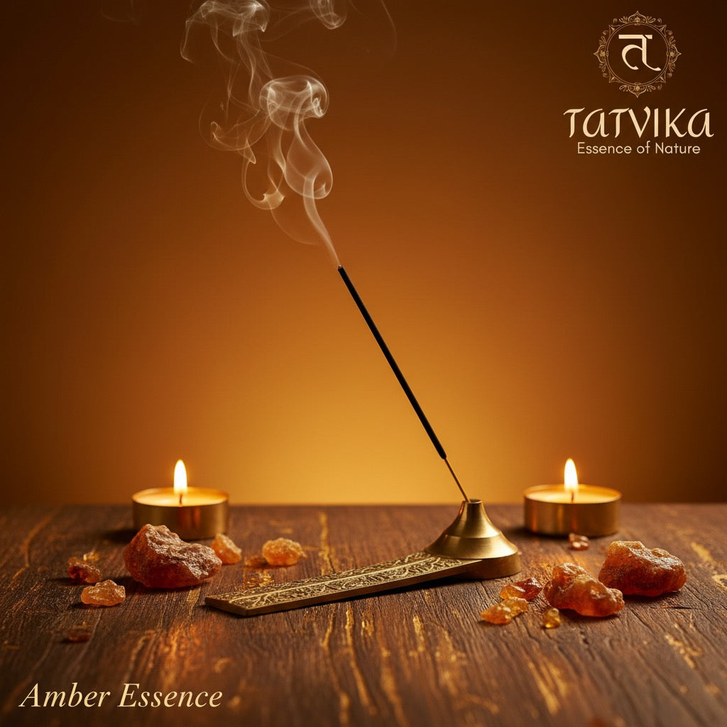 Amber Essence incense stick lifestyle photo with peaceful setup