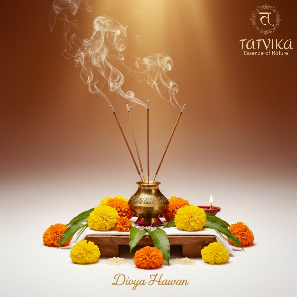 Divya Hawan Samagri incense stick lifestyle photo with peaceful setup