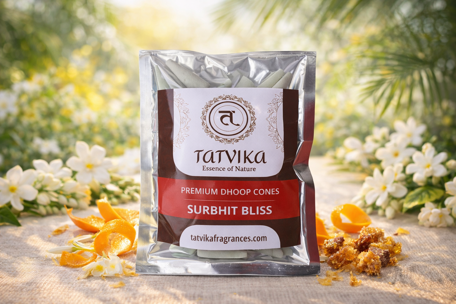 Tatvika Surbhit Bliss premium dhoop cones pack with light green cones