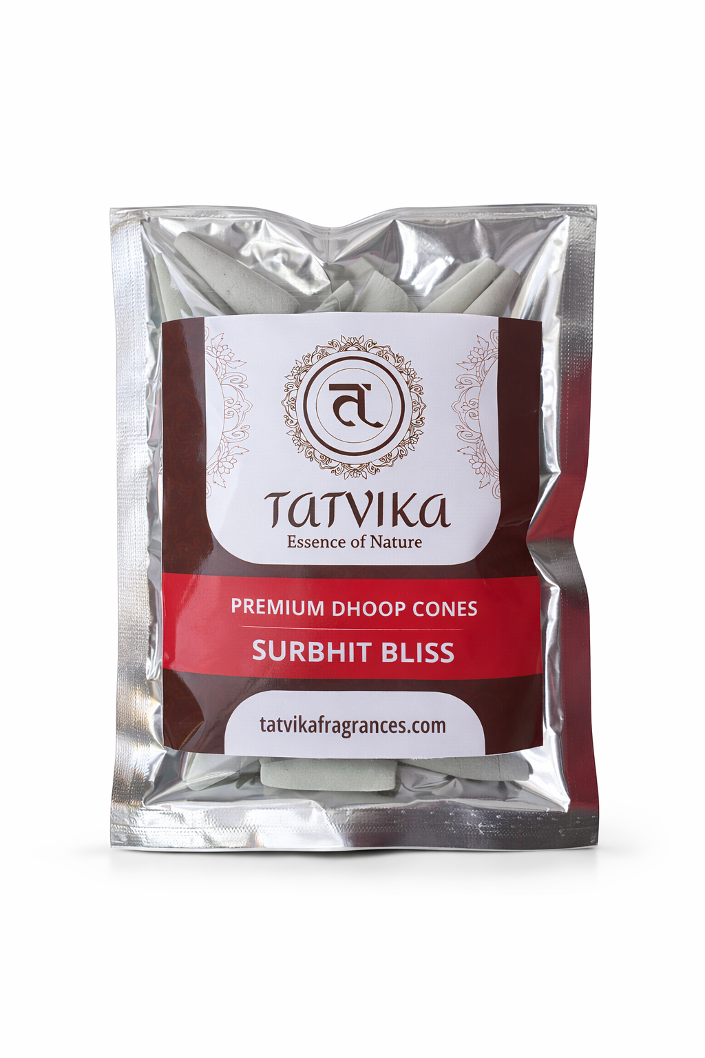 Tatvika Surbhit Bliss premium dhoop cones pack on white background with light green cones